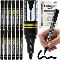 MARKER PISAK FLAMASTER PERMANENTNY OKRĄGŁY PENTEL N850 CZARNY - 12 szt.