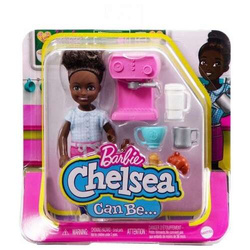 LALKA BARBIE CHELSEA KARIERA BARISTKA LALECZKA AKCESORIA MATTEL