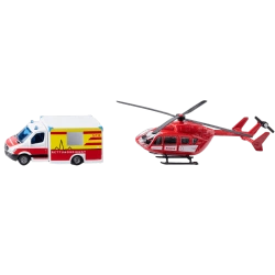 MERCEDES-BENZ AMBULANS HELIKOPTER RATUNKOWY ZESTAW METALOWY SIKU 1748
