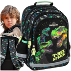 PLECAK SZKOLNY DLA CHŁOPCA DERFORM DN20 DINOZAURY ATAK T-REXA TYRANOZAUR