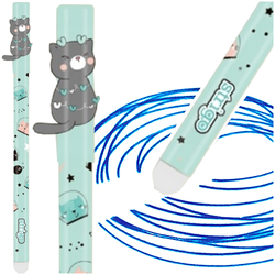 DŁUGOPIS WYMAZYWALNY ŚCIERALNY PASTELOWE KOTKI NIEBIESKI 0,5mm STRIGO