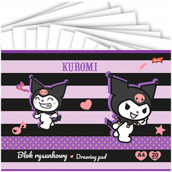 BLOK RYSUNKOWY A4 BIAŁY 20K KRÓLIK KUROMI SZKOLNY ST. MAJEWSKI - 5 sztuk