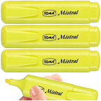 ZAKREŚLACZ BIUROWY SZKOLNY TOMA MISTRAL PISAK ŻÓŁTY PASTELOWY - 3 sztuki