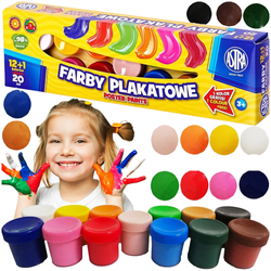 FARBY PLAKATOWE ASTRA 13 INTENSYWNYCH KOLORÓW x 20ml SZKOLNE NA PLASTYKĘ