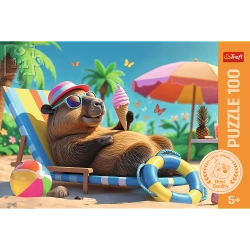 PUZZLE 100 ELEMENTÓW PSY CORGI NA PLAŻY UKŁADANKA DLA DZIECI TREFL 16536