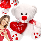 MASKOTKA DUŻY MIŚ BIAŁY Z SERCEM KOCHAM CIĘ 37CM PREZENT DLA ZAKOCHANYCH