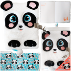 PAMIĘTNIK Z KŁÓDKĄ 3D WŁOCHACZ PLUSZOWY NOTES A5 96 KARTEK HAPPY PANDA