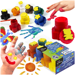 FARBY DO MALOWANIA PALCAMI STEMPELKI 8 KOLORÓW KIDEA PĘDZELEK PUZZLE