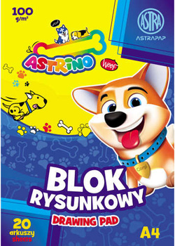 BLOK RYSUNKOWY BIAŁY A4 20 KARTEK 100g SZKOLNY ASTRINO ASTRA - 10 sztuk