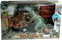 DUŻY ZESTAW FIGUREK DINOZAUR T-REX ŚWIATŁO DŹWIĘK