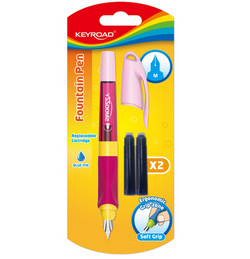 PIÓRO WIECZNE NA NABOJE KEYROAD SMOOZZY SZKOLNE RÓŻOWE M + 2 NABOJE - 3 szt