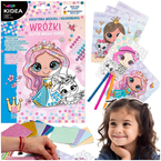 KREATYWNA MOZAIKA I KOLOROWANKA WRÓŻKI MAGIA NAKLEJKI PIANKOWE BROKAT KIDEA