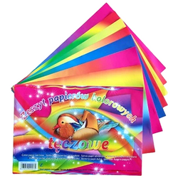 ZESZYT PAPIERÓW KOLOROWYCH TĘCZOWY WYCINANKA A4 8 KARTEK KRESKA