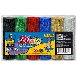 KREPINA BIBUŁA MARSZCZONA METALIZOWANA 6 KOLORÓW METALIC 10x250cm PASTELLO