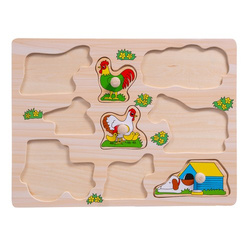UKŁADANKA DREWNIANA PUZZLE Z UCHWYTAMI FARMA WIEŚ ZWIERZĘTA SMILY PLAY