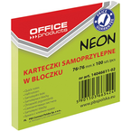 BLOCZEK KARTECZKI SAMOPRZYLEPNE 76x76mm 100k OFFICE PRODUCTS NEON ZIELONY