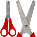 NOŻYCZKI SZKOLNE Z PODZIAŁKĄ MIARKĄ ZAOKRĄGLONE BEZPIECZNE METALOWE 13 cm