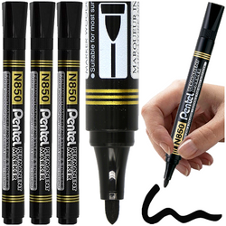MARKER PISAK FLAMASTER PERMANENTNY OKRĄGŁY PENTEL N850 CZARNY - 3 szt.