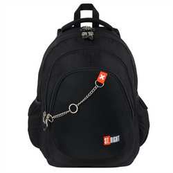 PLECAK SZKOLNY ST.RIGHT MAJEWSKI BP-06 CZARNY ŁAŃCUSZEK X WHITE + NAKLEJKI