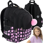 PLECAK SZKOLNY 4-KOMOROWY MŁODZIEŻOWY ST.RIGHT BP-01 RÓŻOWA SZACHOWNICA