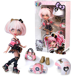 LALKA DIVA ROLLER NA WROTKACH HELLO KITTY MANGA MODA JAPOŃSKA PRZEGUBOWA