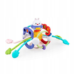 ZABAWKA SENSORYCZNA KRÓLICZEK PRZECIĄGANIE LINKI KOLOROWY EDUKACYJNA GRYZAK