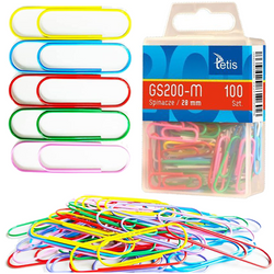 SPINACZE BIUROWE OKRĄGŁE KOLOROWE W POJEMNIKU 28mm 100 szt. TETIS