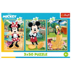PUZZLE 3x50 DISNEY MIKI NA WAKACJACH MYSZKA MICKEY UKŁADANKA 34881 TREFL