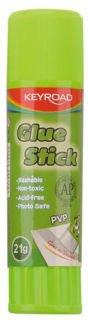 KLEJ W SZTYFCIE PVP KEYROAD 21g BIAŁY ZMYWALNY BIUROWY SZKOLNY - 5 szt.