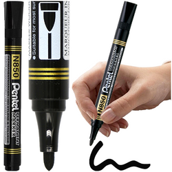 MARKER PISAK FLAMASTER PERMANENTNY WODOODPORNY OKRĄGŁY PENTEL N850 CZARNY