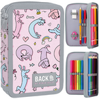 PIÓRNIK SZKOLNY Z WYPOSAŻENIEM TRZYKOMOROWY BACKUP RÓŻOWY PIESKI PB7EW06