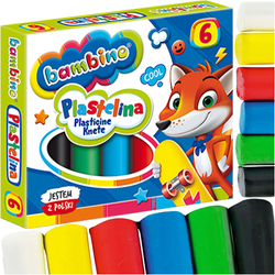 PLASTELINA SZKOLNA OKRĄGŁA BAMBINO 6 KOLORÓW MAJEWSKI - 2 opak.