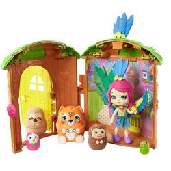 ENCHANTIMALS LALKA PEEKI PARROT LEŚNY DOMEK CHATKA ZE ZWIERZĄTKAMI MATTEL