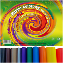 ZESZYT PAPIERÓW KOLOROWYCH Z POŁYSKIEM KRESKA FORMAT A5 10  kartek