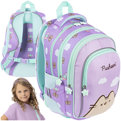 PLECAK SZKOLNY PUSHEEN PIÓRNIK SASZETKA 2w1 BPL58 MAJEWSKI FIOLETOWY KOTEK