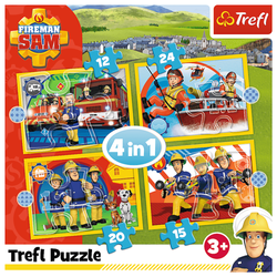 PUZZLE 4W1 POMOCNY STRAŻAK SAM 71 EL - TREFL 34373