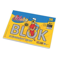 BLOK RYSUNKOWY A4 BIAŁY 50 KARTEK 80g SZKOLNY NA PLASTYKĘ PASTELLO