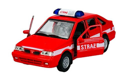 POLONEZ CARO PLUS STRAŻ METALOWY SAMOCHODZIK Z EPOKI PRL WELLY 1:34 CZERWON