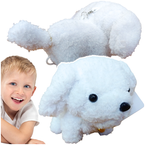 PLUSZAK MASKOTKA PIESEK Z MERDAJĄCYM OGONKIEM NACIĄGANY PRZYTULANKA BIAŁY