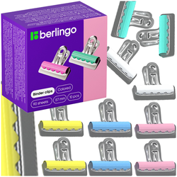 KLIPSY BIUROWE KLIPY BULDOG WIELOKOLOROWE 10 SZTUK 90 KARTEK 57 mm BERLINGO
