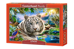 PUZZLE BIAŁY TYGRYS O ŚWICIE BRZASK NATURA PTAKI DŻUNGLA 1500EL CASTORLAND