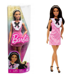 LALKA BARBIE FASHION RÓŻOWA SUKIENKA DŁUGIE CIEMNE WŁOSY 30cm