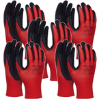 RĘKAWICE DZIANE POLIESTROWE POWLECZONE POLIESTREM ROZ. 6 CZERWONE - 5 par