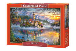 PUZZLE PRZEPIĘKNA JESIEŃ KOŚCIÓL NA WYSPIE GÓRY JEZIORO 3000EL CASTORLAND