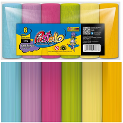 KREPINA BIBUŁA MARSZCZONA 6 PASTELOWYCH KOLORÓW 10x250 cm PASTELLO
