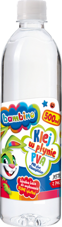 KLEJ W PŁYNIE PVA SLIME BAMBINO 500 ml GLUTY DIY PRZEZROCZYSTY - 5 szt.