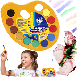 FARBY AKWARELOWE WODNE PALETKA 30MM 12 KOLORÓW PASTYLKI SZKOLNE ASTRA