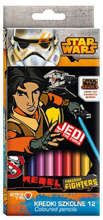 KREDKI OŁÓWKOWE TRÓJKĄTNE 12KOL STAR WARS MAJEWSKI