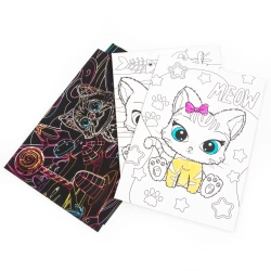 WYDRAPYWANKA I KOLOROWANKA Z RYSIKIEM 6 ARKUSZY UROCZE KOTKI KOTY KIDEA