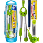 CYRKIEL SZKOLNY 2W1 GRANDE W ETUI OŁÓWEK WKŁADY GRAFITY METALOWY ASTRA